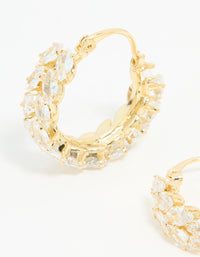 Gold Plated Diamante Marquise Herringbone Hoop Earrings - link has visual effect only