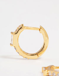 Gold Plated Diamante Mini Baguette Pave Huggie Earrings - link has visual effect only