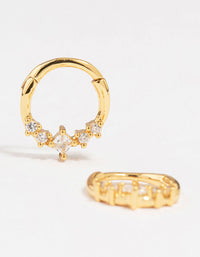 Gold Plated Diamante Clicker Hoop Earrings - link has visual effect only
