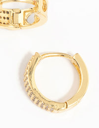 Gold Plated Diamante Pavé Trio Hoop Earrings - link has visual effect only