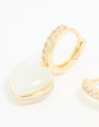 Gold Plated Diamante Heart Hoop Earrings - link has visual effect only