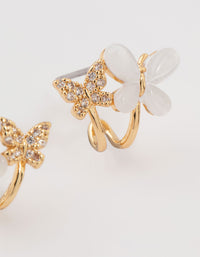 Gold Plated Cubic Zirconia Butterflies Mini Hoop Earrings - link has visual effect only