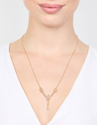 Gold Plated Pearl Flower Trio Y-Necklace - link has visual effect only