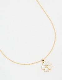 Gold Plated Catseye Flower Pendant Necklace - link has visual effect only
