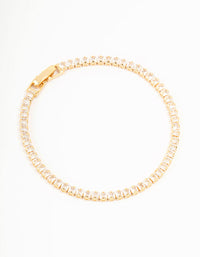 Gold Plated Cubic Zirconia Baguette Tennis Bracelet - link has visual effect only