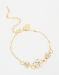 Gold Plated Cubic Zirconia Flower Station Bracelet - link has visual effect only