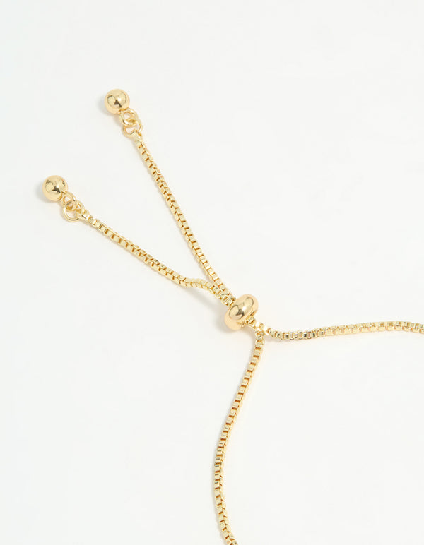 Gold Plated Single Triangle Bow Weave Toggle Bracelet