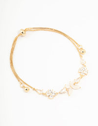 Gold Plated Cubic Zirconia Butterfly & Flower Toggle Bracelet - link has visual effect only