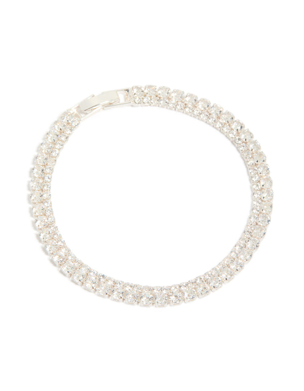 Silver Plated Cubic Zirconia Tennis Bracelet