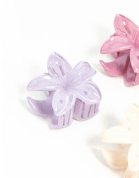 Multicoloured Mini Frangipani Claw Clips 4-Pack - link has visual effect only