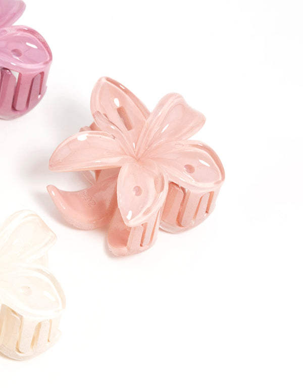 Multicoloured Mini Frangipani Claw Clips 4-Pack