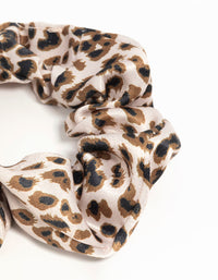 Satin Fabric Leopard Print & Cream Scrunchies 3-Pack - link has visual effect only