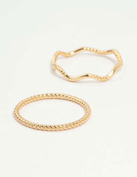 Gold Plated Squiggle & Rope Rings 5-Pack - link has visual effect only