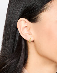 Gold Plated Sterling Silver Cubic Zirconia Double Hoop Earrings - link has visual effect only