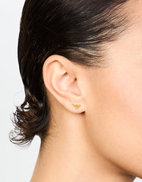 Gold Plated Sterling Silver Cubic Zirconia Bee Stud Earrings - link has visual effect only