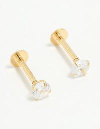 Gold Plated Sterling Silver 1/4 Carat Cubic Zirconia Flat Back Stud Earrings - link has visual effect only