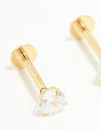 Gold Plated Sterling Silver 1/4 Carat Cubic Zirconia Flat Back Stud Earrings - link has visual effect only