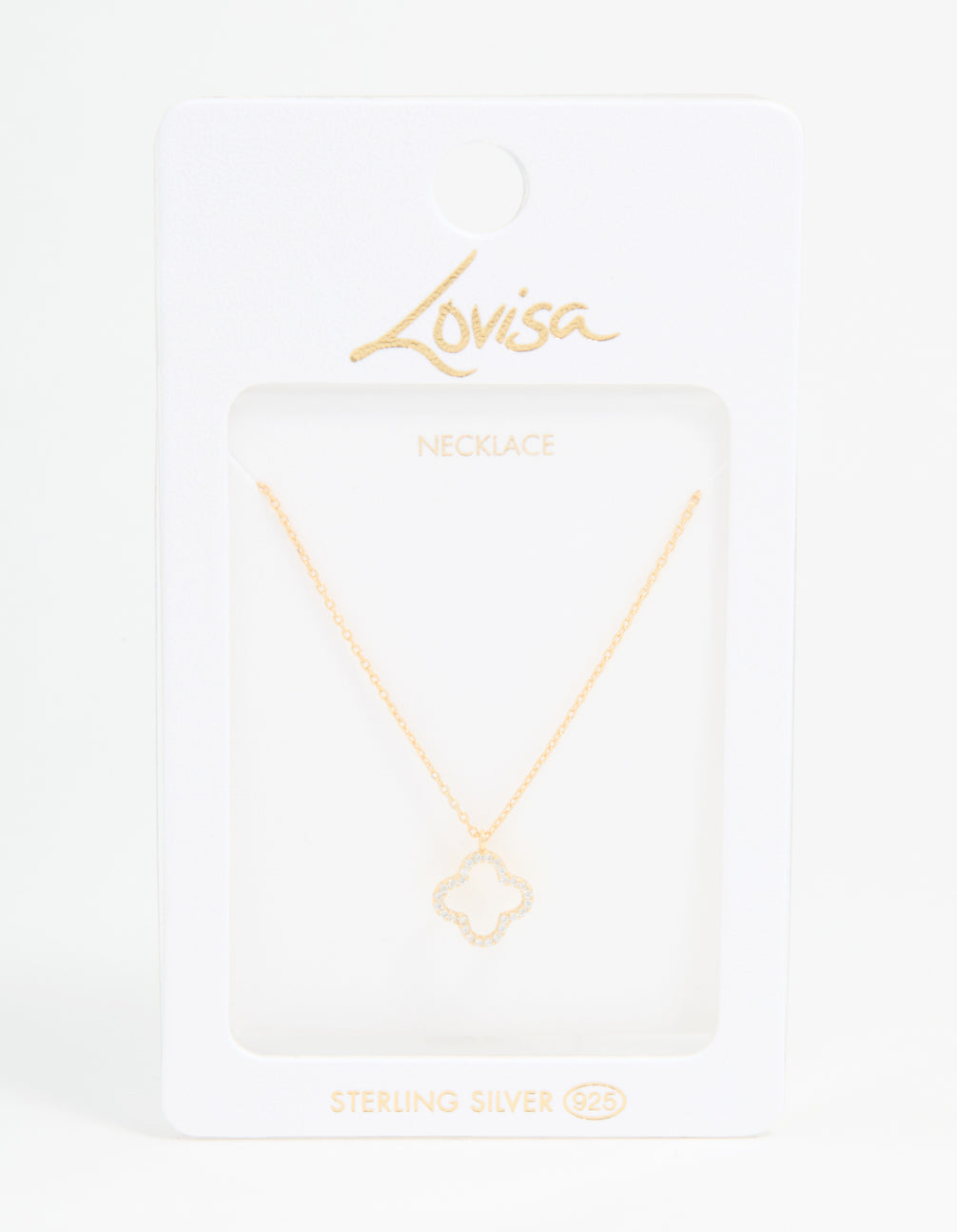 Gold Plated Sterling Silver Cubic Zirconia Flower Pendant Necklace