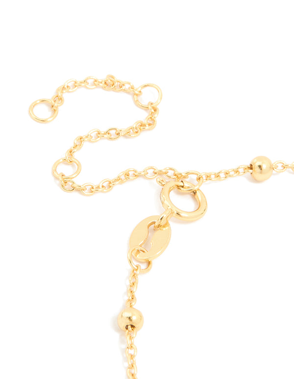 Gold Plated Sterling Silver Cubic Zirconia Station Bracelet