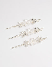 Silver Acrylic Flower Hair Slides 3-Pack - link has visual effect only