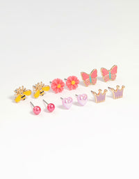 Kids Gold Tiara & Bee Stud Earrings 6-Pack - link has visual effect only