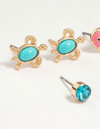 Kids Gold Sea Theme Stud Earrings 6-Pack - link has visual effect only