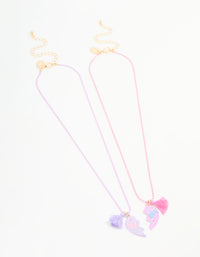 Kids Multicoloured Coted Metal Tassel Broken Heart BFF Necklace Set - link has visual effect only