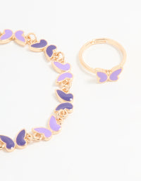 Kids Gold Mini Butterfly Bracelet & Ring Set - link has visual effect only