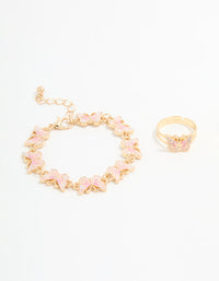 Kids Gold Butterfly Bracelet & Ring Set - link has visual effect only