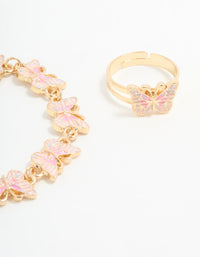 Kids Gold Butterfly Bracelet & Ring Set - link has visual effect only
