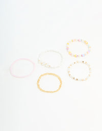 Kids Beaded Heart & Mixed Stretch Bracelets 5-Pack - link has visual effect only