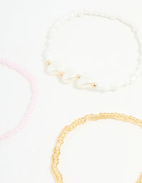 Kids Beaded Heart & Mixed Stretch Bracelets 5-Pack - link has visual effect only