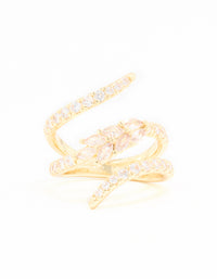 Gold Plated Cubic Zirconia Open Wrap Ring - link has visual effect only