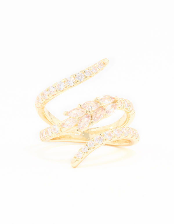 Gold Plated Cubic Zirconia Open Wrap Ring
