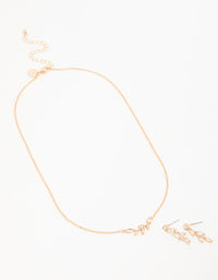 Gold Olive Branch Necklace & Earrings Set - link has visual effect only