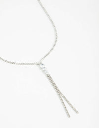 Silver Double Chain Drop Necklace - link has visual effect only