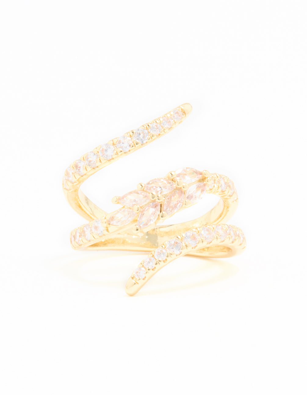 Gold Plated Cubic Zirconia Open Wrap Ring
