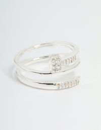 Silver Plated Cubic Zirconia Nail Wrap Ring - link has visual effect only