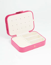 Pink Velvet Fabric Rectangle Jewellery Box - link has visual effect only