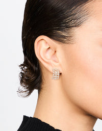 Rose Gold Plated Cubic Zirconia Medium Hoop Earrings - link has visual effect only