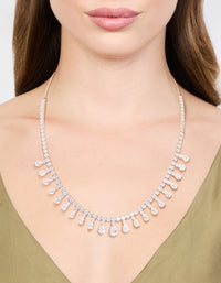 Silver Cubic Zirconia Statement Necklace - link has visual effect only