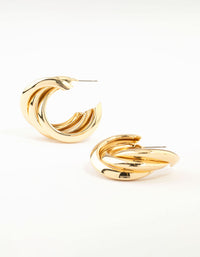 Gold Plated Thick Twisted Hoop Earrings - link has visual effect only