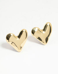 Gold Plated Organic Heart Stud Earrings - link has visual effect only