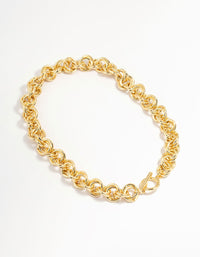Gold Plated Double O Link Chain Necklace - link has visual effect only