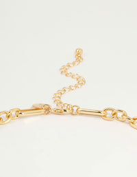 Gold Plated Mixed Link Y-Necklace - link has visual effect only