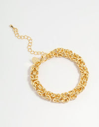 Gold Plated Knotted Cluster Chain Bracelet - link has visual effect only