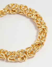 Gold Plated Knotted Cluster Chain Bracelet - link has visual effect only