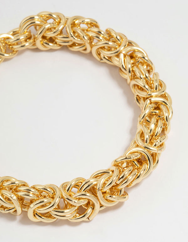 Gold Plated Knotted Cluster Chain Bracelet