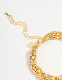 Gold Plated Knotted Cluster Chain Bracelet - link has visual effect only