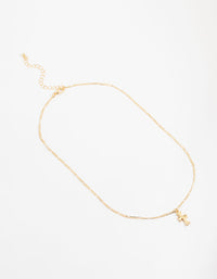 Gold Plated Gothic Mini Cross Necklace - link has visual effect only